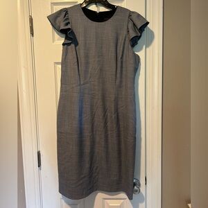 Alex Marie Gray Sheath Dress with Flutter Cap Sleeves